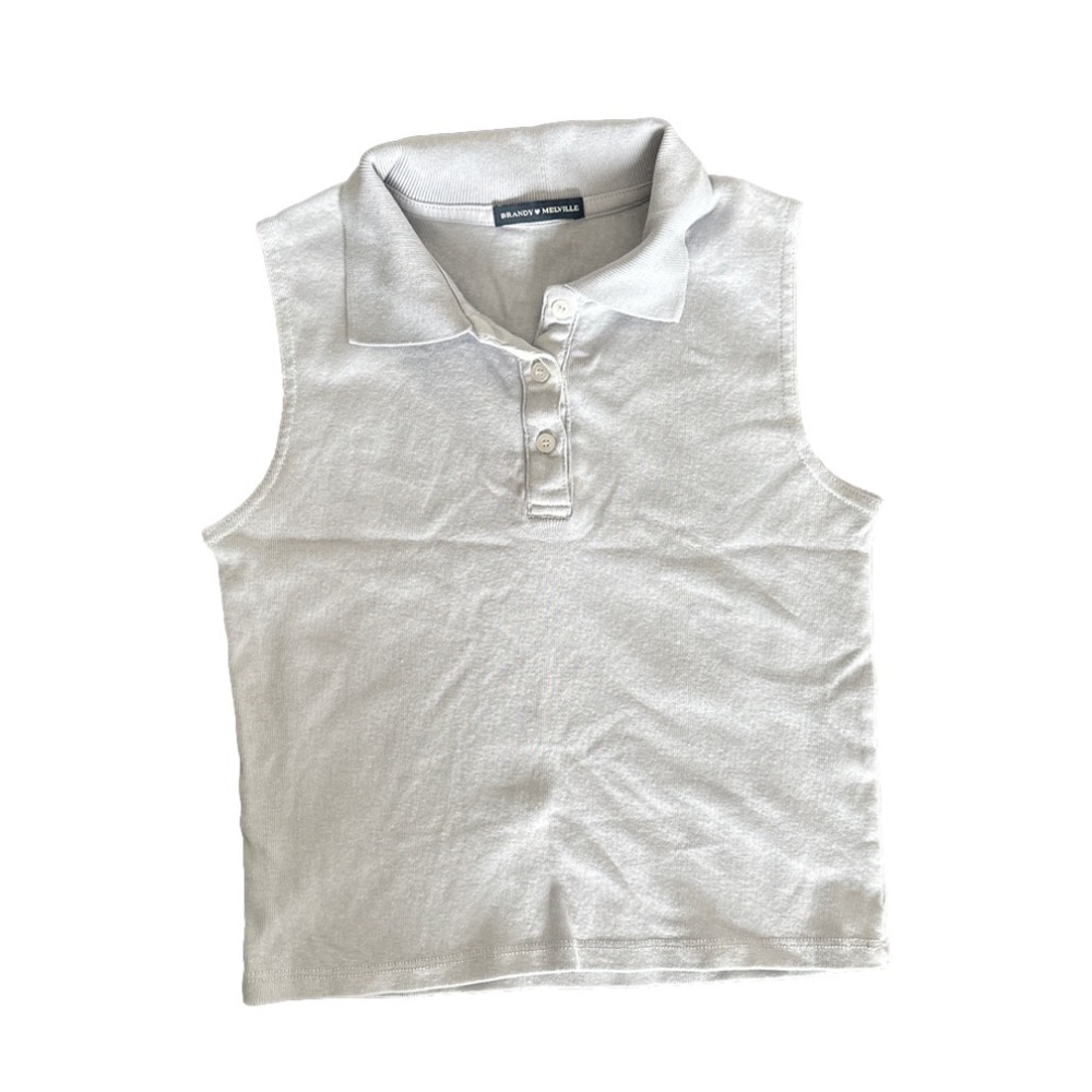 NWOT Brandy Melville Sleeveless crop polo shirt in light blue one size
